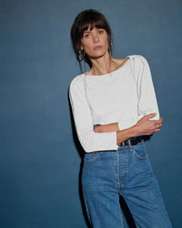 Nation LTD Amelie Envelope Neck Top in White