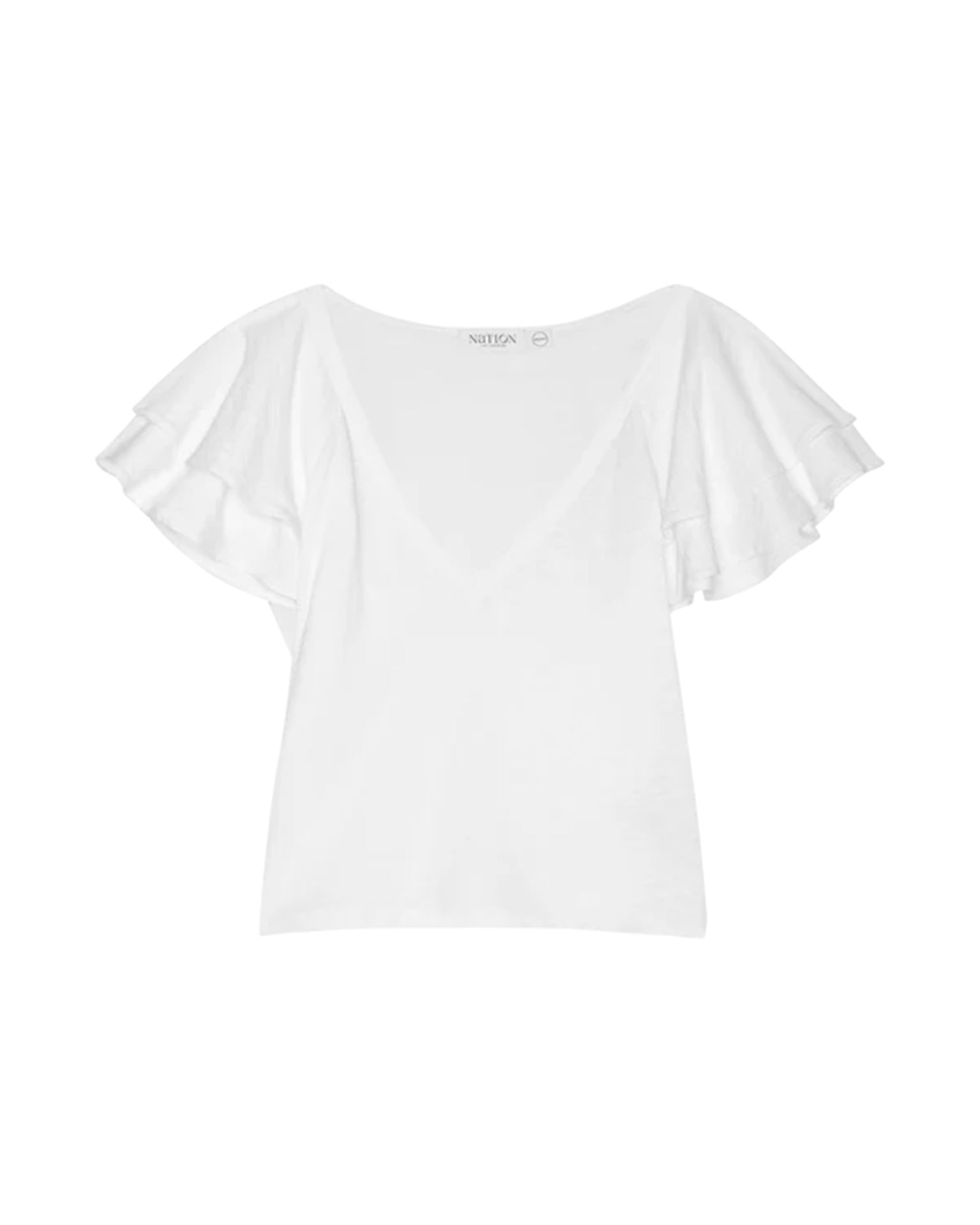 Nation LTD Cadee V-Neck Top in Optic White