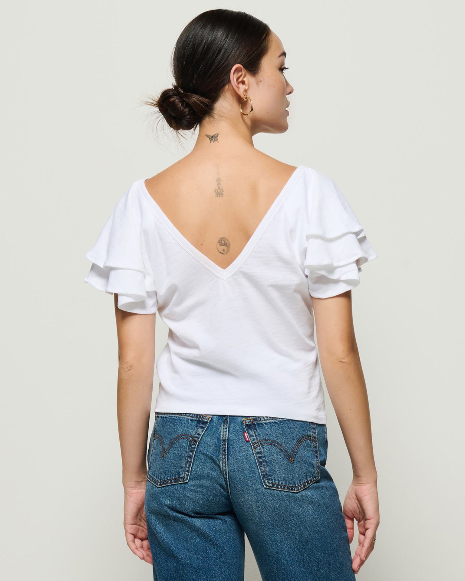 Nation LTD Cadee V-Neck Top in Optic White
