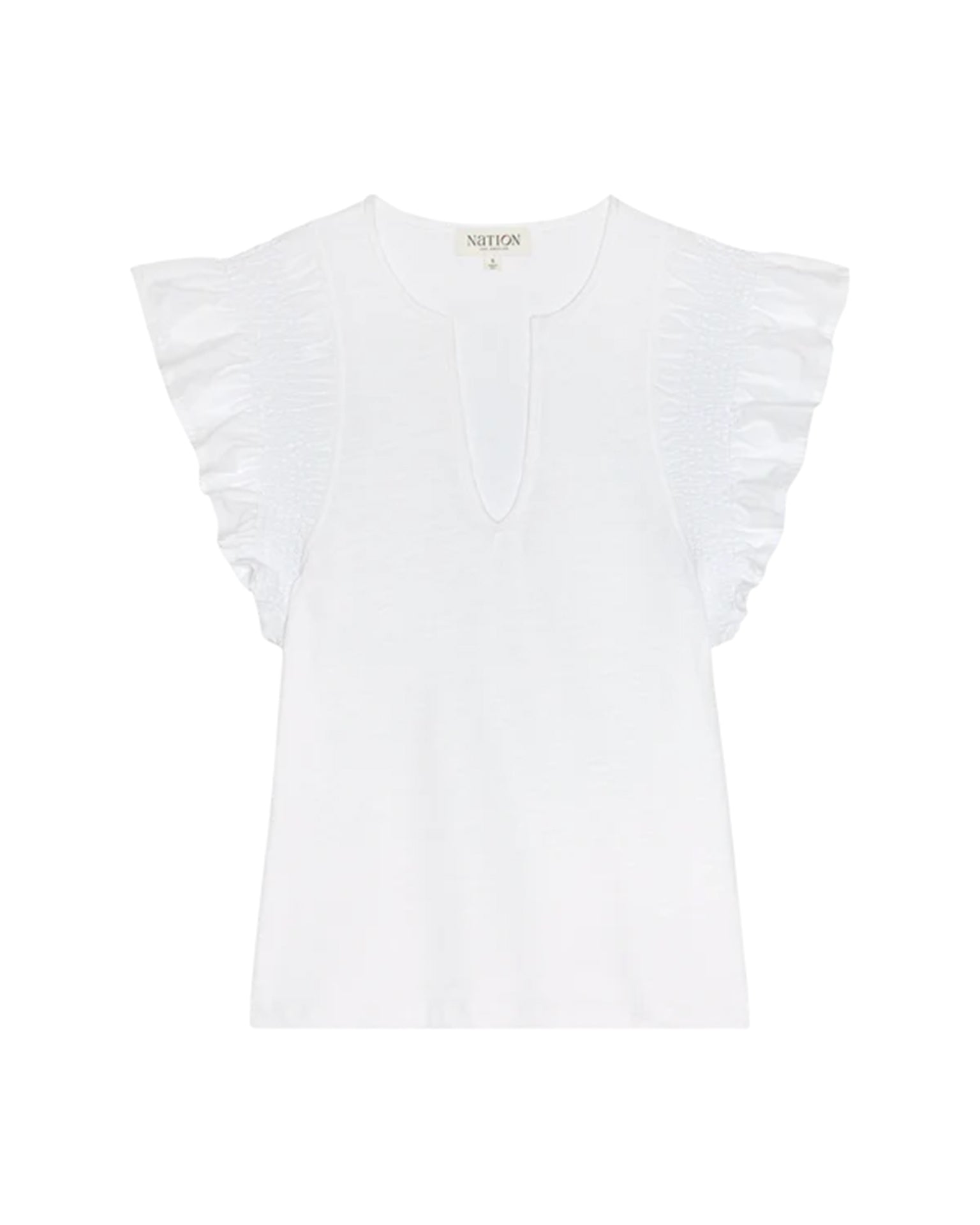 Nation LTD Clothing Christa Ruffle Sleeve Top in Optic White