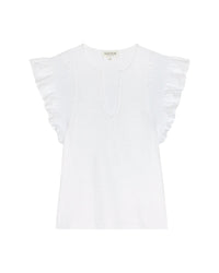 Nation LTD Clothing Christa Ruffle Sleeve Top in Optic White