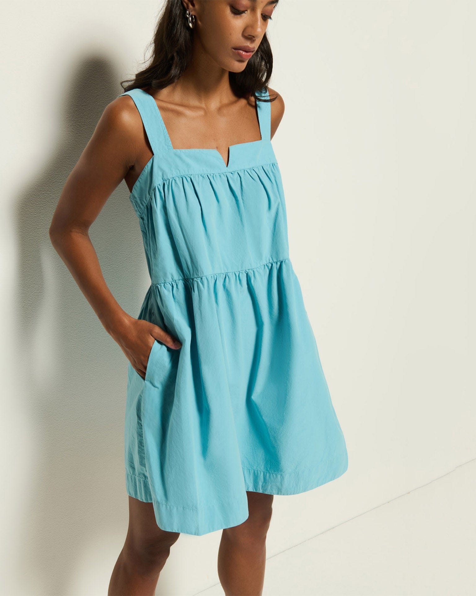 Nation LTD Claribel Baby Doll Dress in Suede Blue