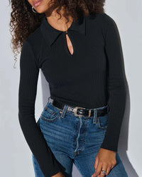 Nation LTD Coco Keyhole Top in Jet Black