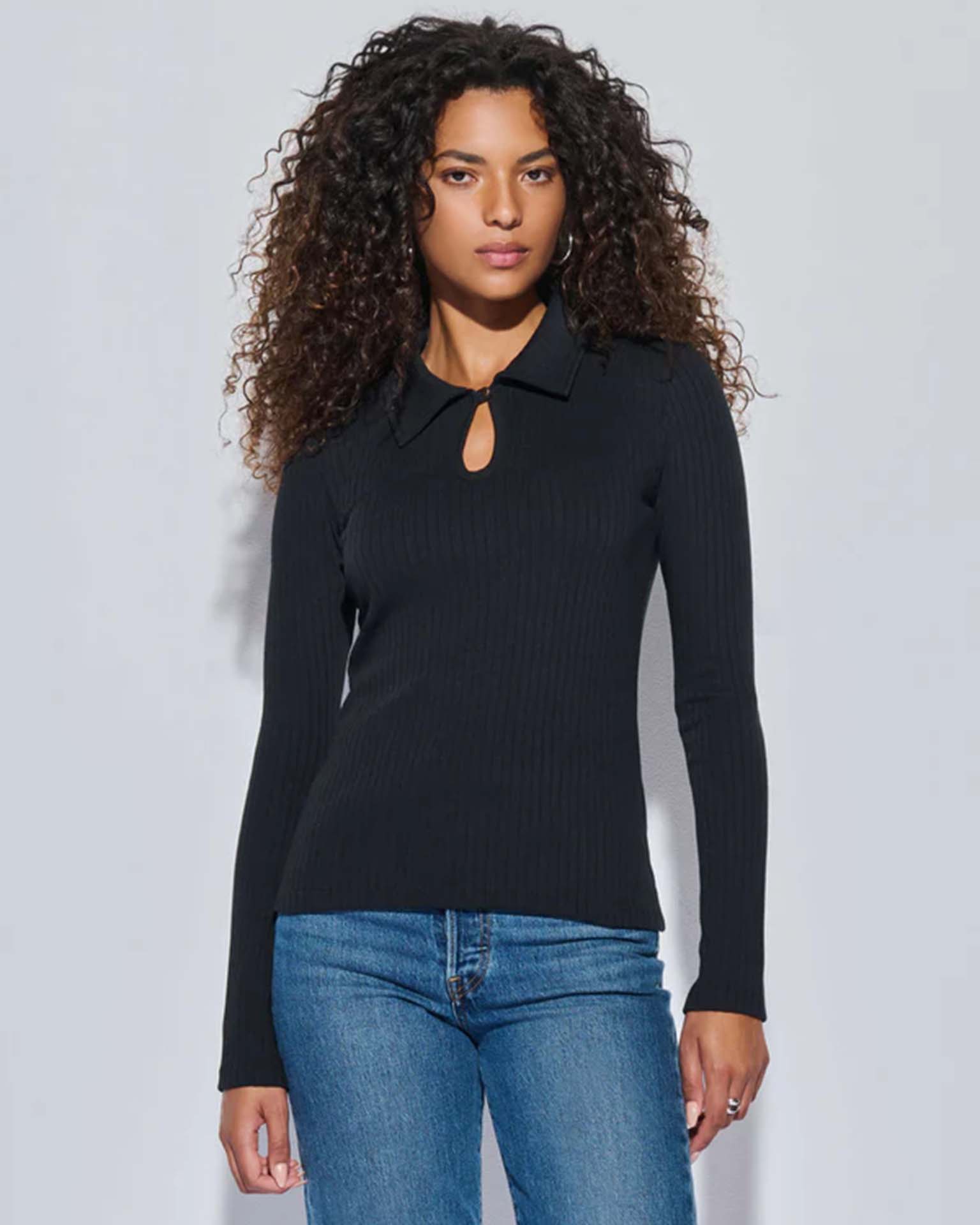Nation LTD Coco Keyhole Top in Jet Black