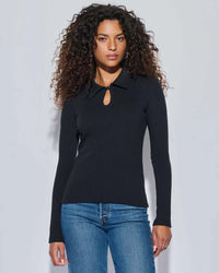 Nation LTD Coco Keyhole Top in Jet Black