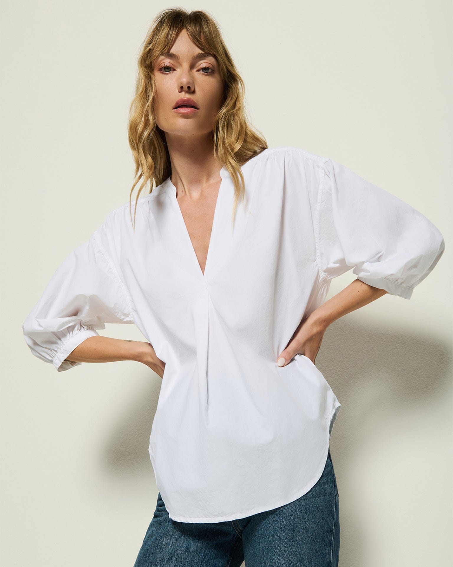 Nation LTD Daphna Poplin Shirt in White