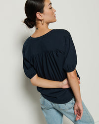 Nation LTD Edie Shirred Shoulder Top in Night Sky