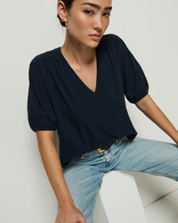 Nation LTD Edie Shirred Shoulder Top in Night Sky