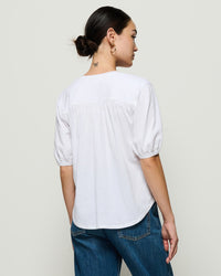 Nation LTD Edie Shirred Shoulder Top in White