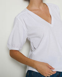 Nation LTD Edie Shirred Shoulder Top in White