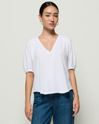 Nation LTD Edie Shirred Shoulder Top in White