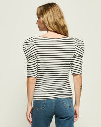 Nation LTD Emery Boat Neck Top in Cross Walk Stripe