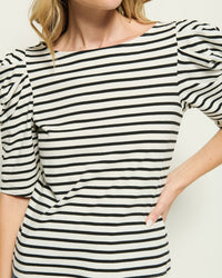 Nation LTD Emery Boat Neck Top in Cross Walk Stripe