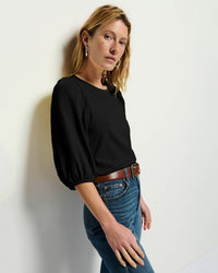 Nation LTD Evita Balloon Sleeve Top in Jet Black
