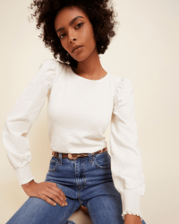 Nation LTD Floris Tie Back Top w/ Poplin in Off White