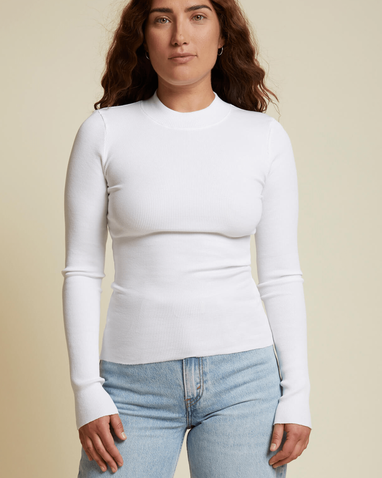 Nation LTD Gina Slim Mock Neck in White