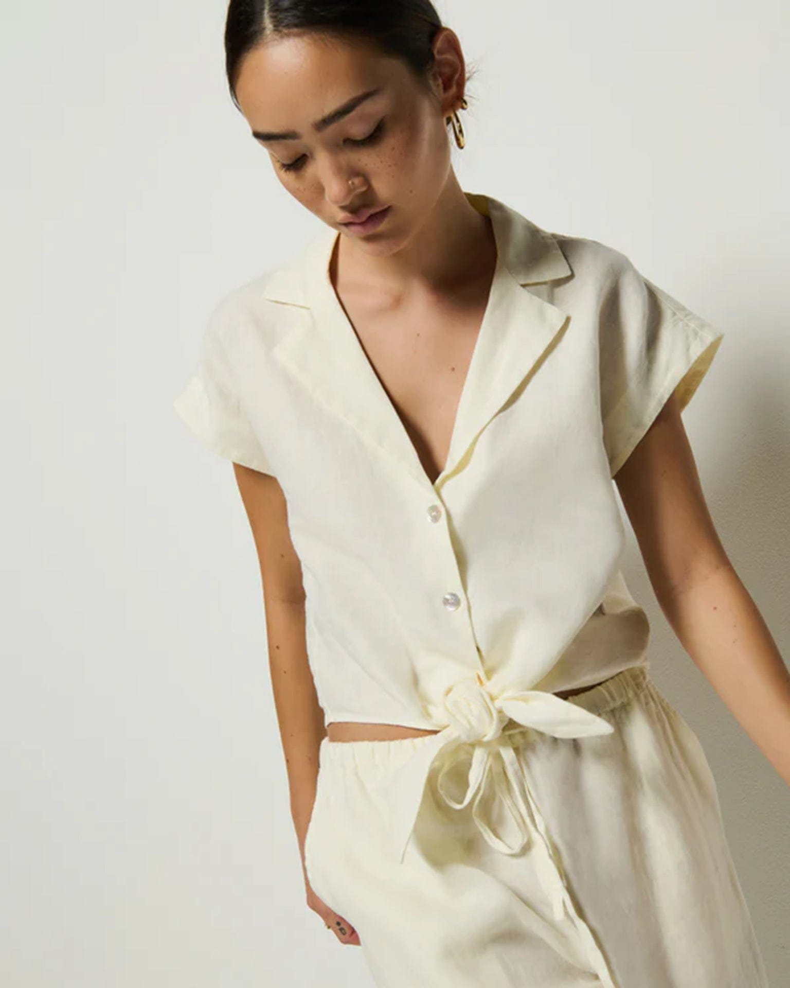 Nation LTD Noemi Tie Front Tank in Porcelain