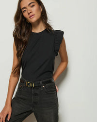 Paulette Tank New Perfect Slub in Jet Black - Bliss Boutiques