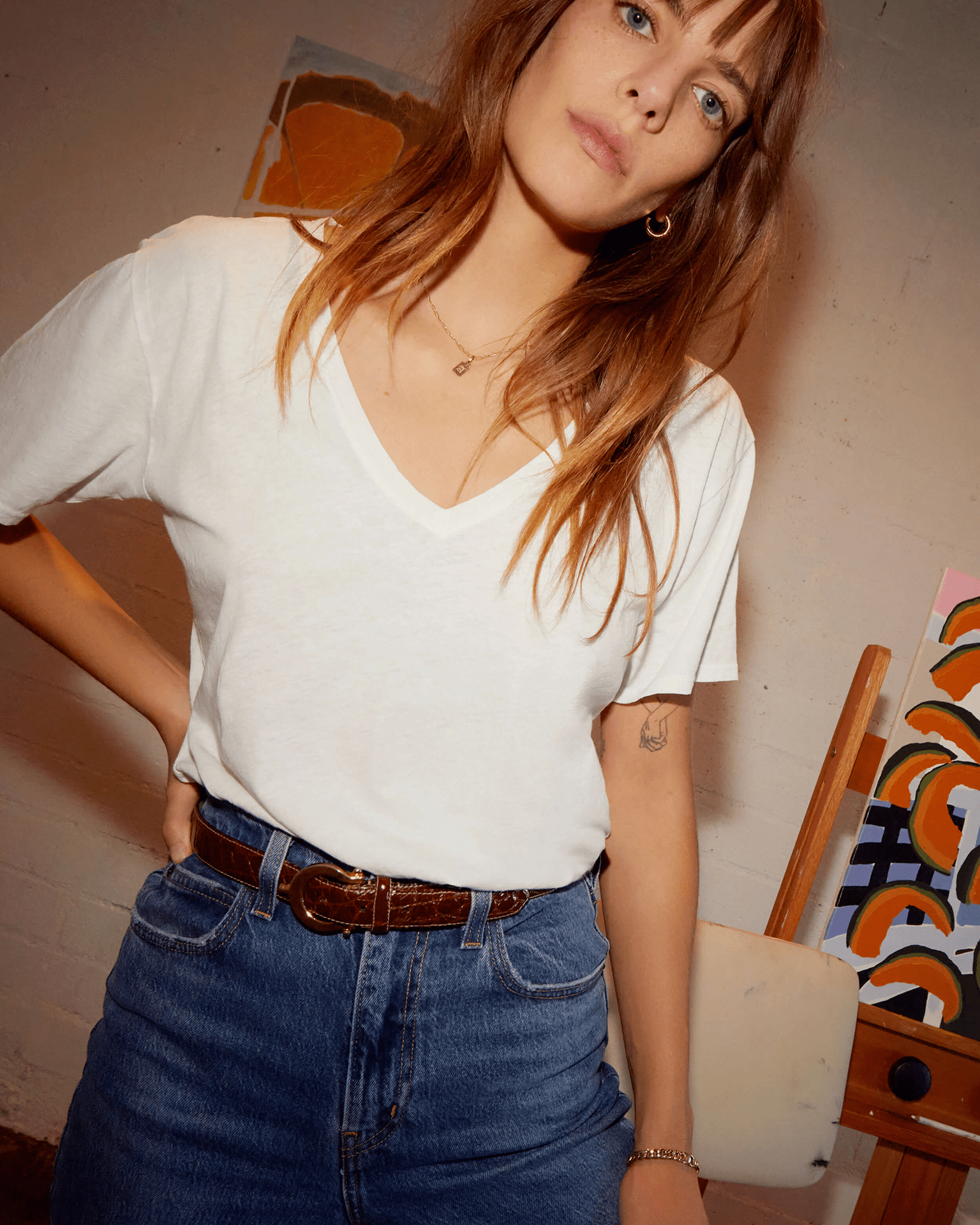 Nation LTD Phoenix Oversized V in White