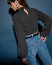 Nation LTD Clothing Rosalie Keyhole Blouse in Jet Black