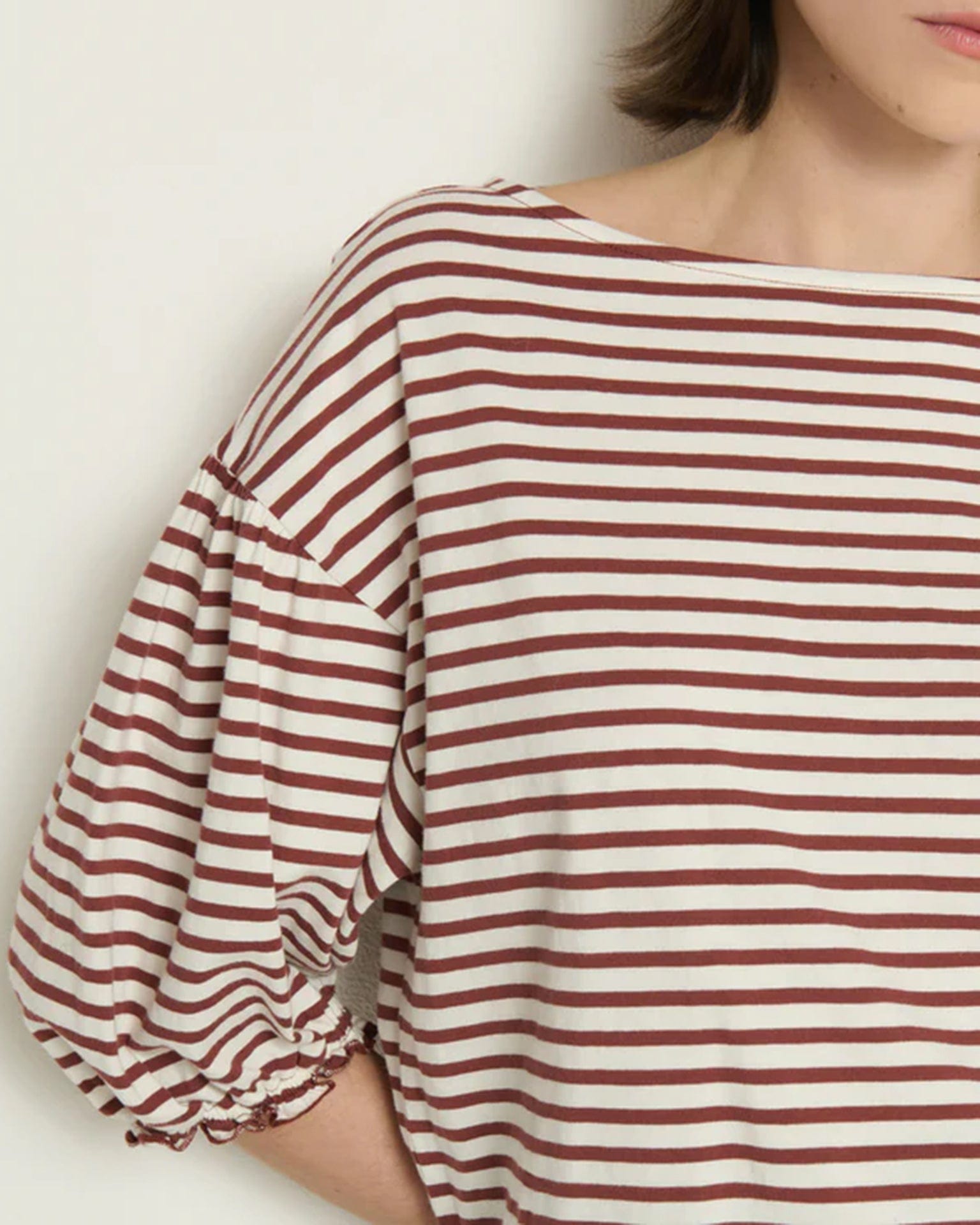Nation LTD Sandra Boatneck Top in Sable Stripe