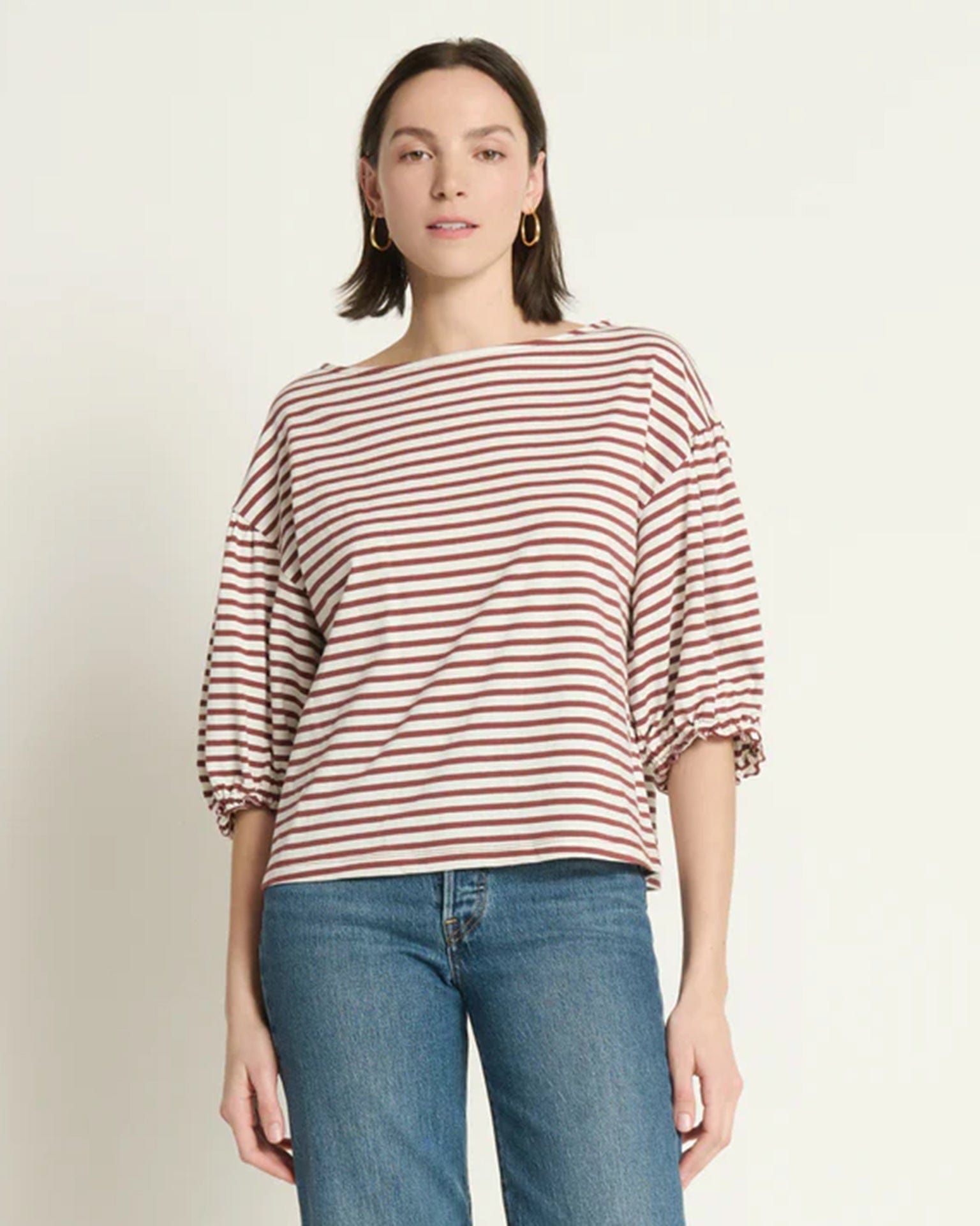 Nation LTD Sandra Boatneck Top in Sable Stripe