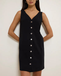 Nation LTD Sylvie V-Neck Mini Dress in Jet Black 2 - Bliss Boutiques