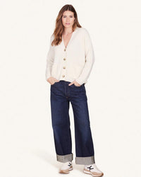 Not Monday Magnus Fisherman Cardigan in Ivory