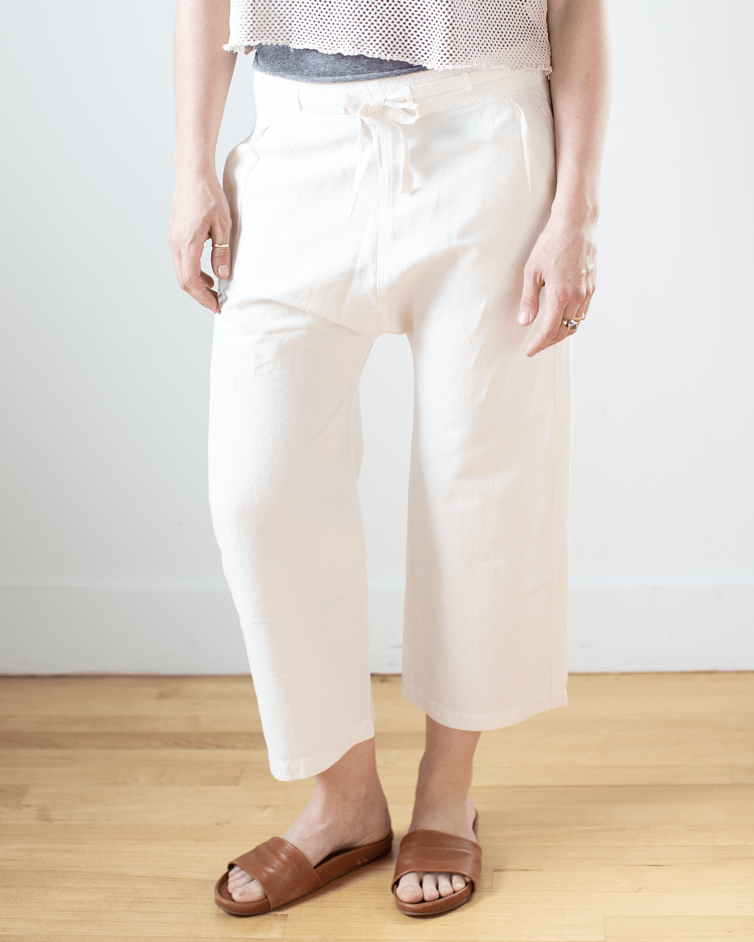 NSF Akari Tie Waist Pants in Ivory