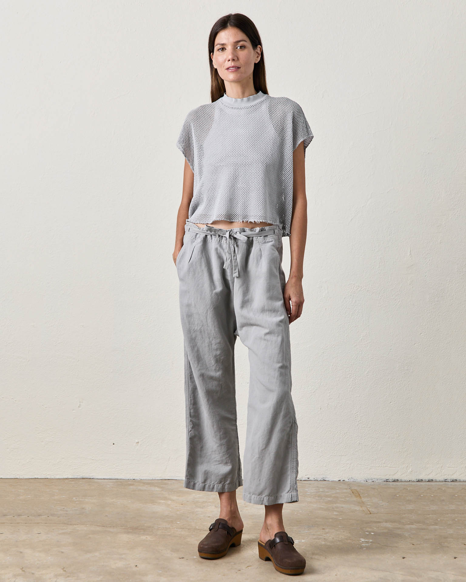NSF Akari Tie Waist Pants in Pale Grey