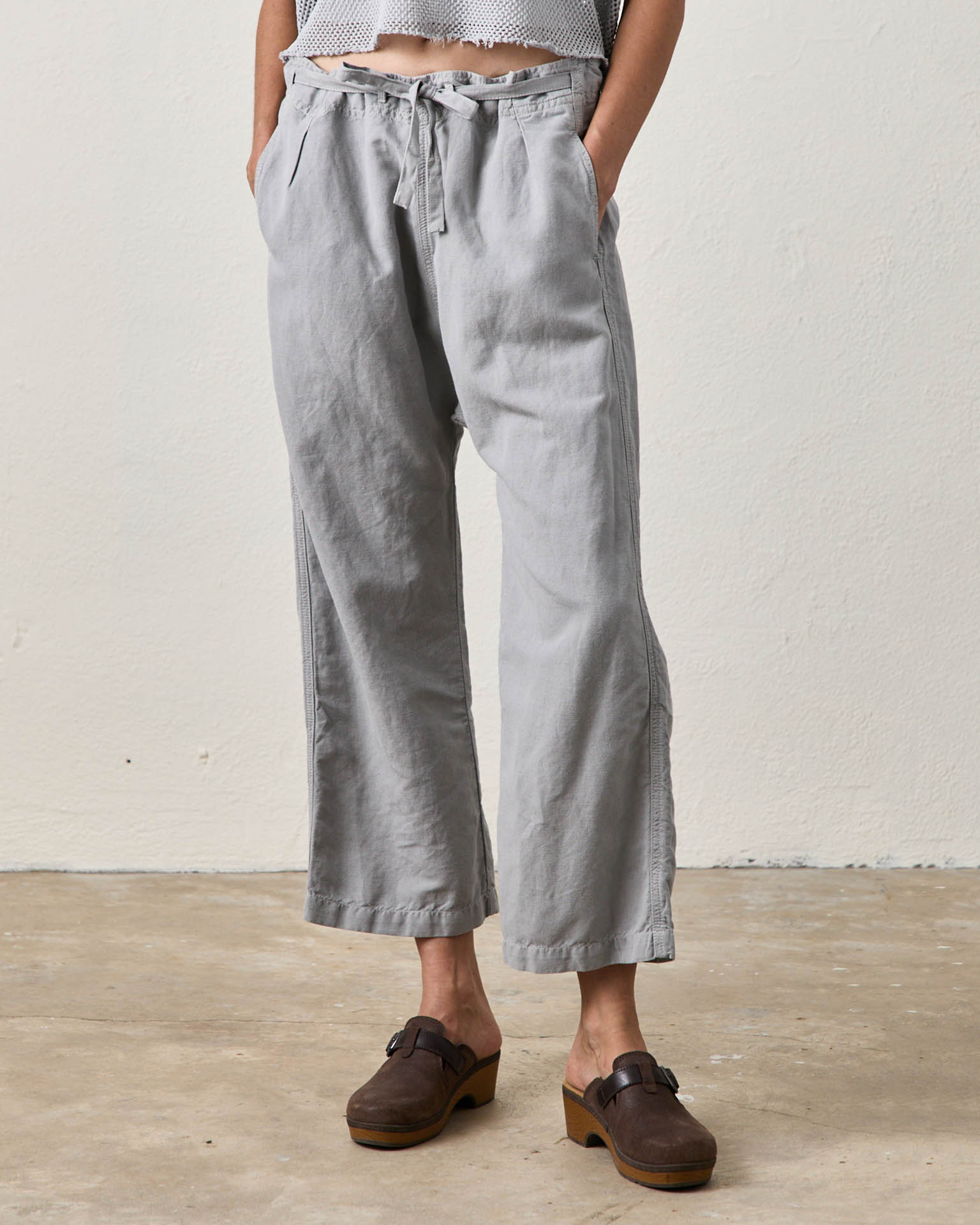 NSF Akari Tie Waist Pants in Pale Grey