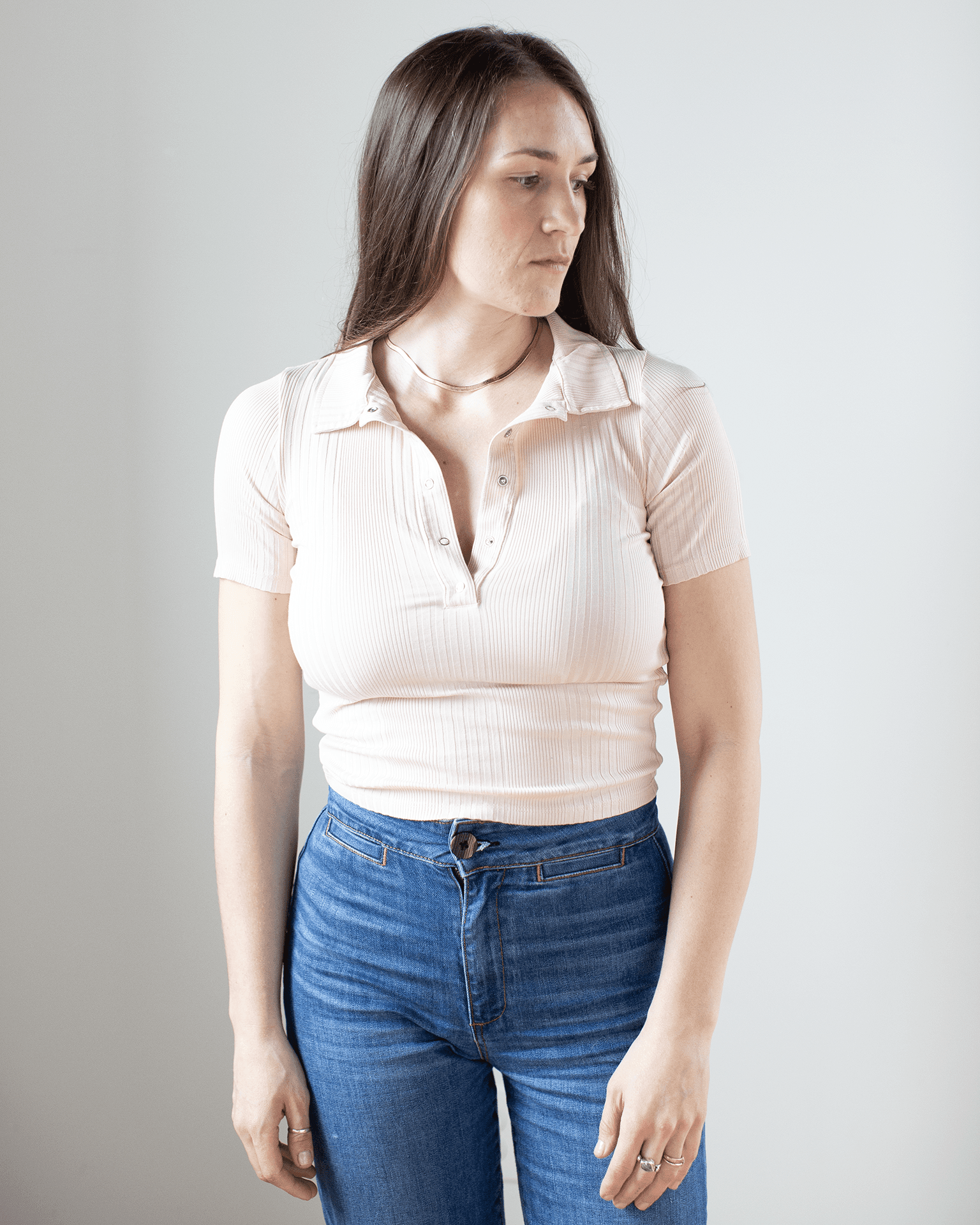 NSF Alden S/S Fitted Snap Polo in Pearl - Bliss Boutiques NSF Alden S/S Fitted Snap Polo in Pearl - Bliss Boutiques