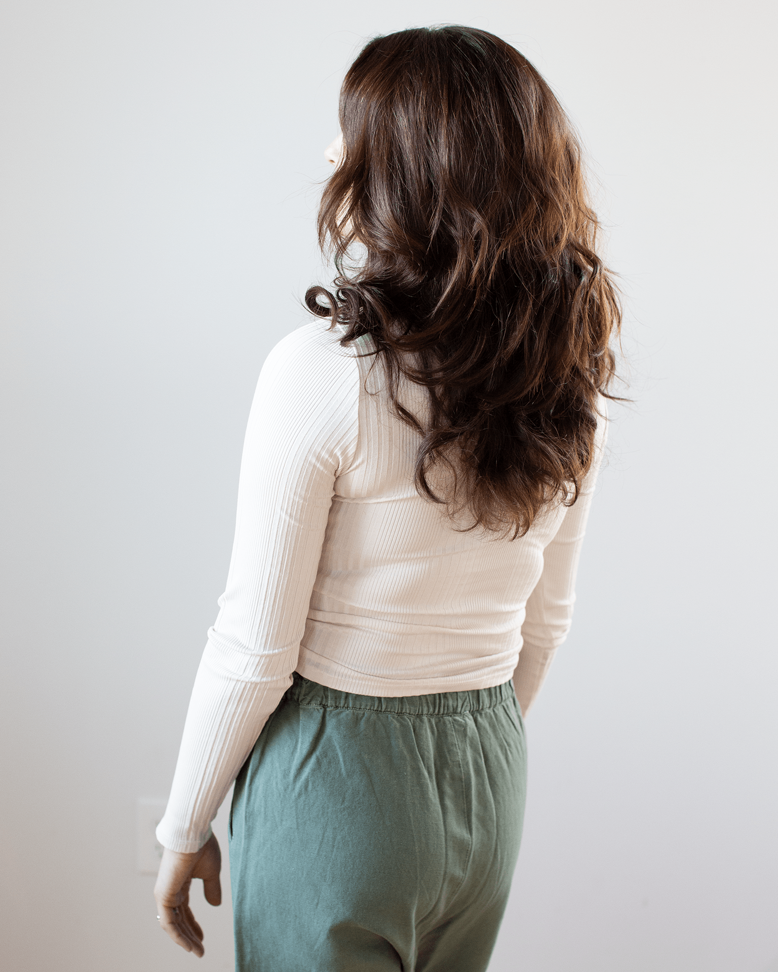 NSF Ali Fitted L/S Rib Polo in Ivory