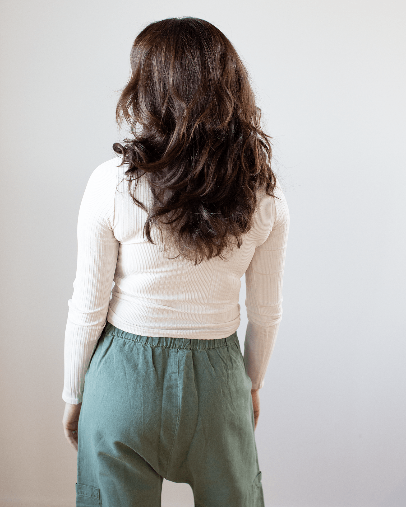 NSF Ali Fitted L/S Rib Polo in Ivory