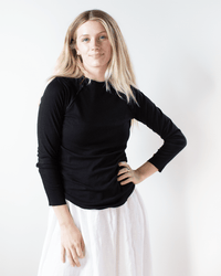 NSF Aria Fitted Rib Raglan Crew T in Black
