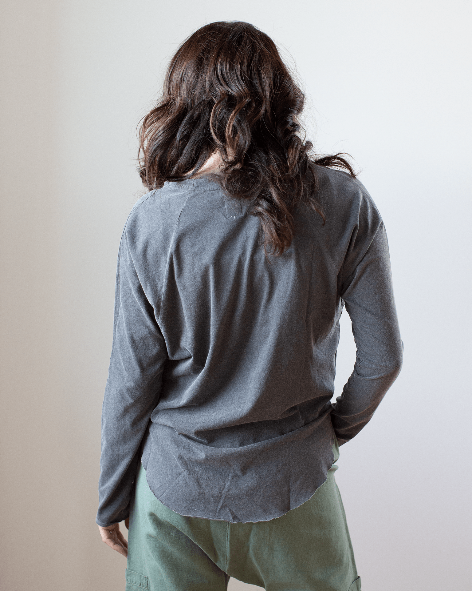 NSF Brock L/S Raglan Crew T in Faded Black