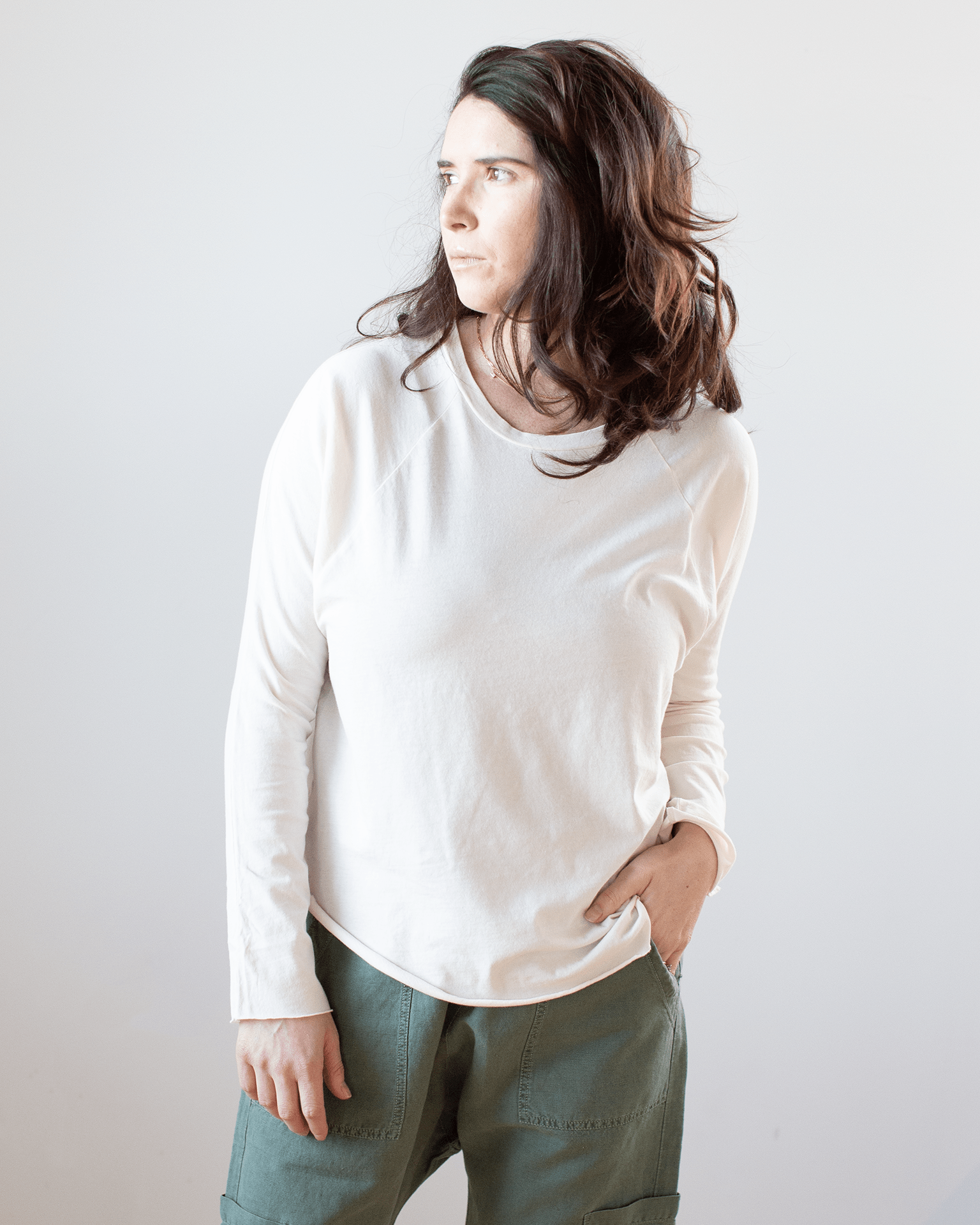 NSF Brock L/S Raglan Crew T in Ivory