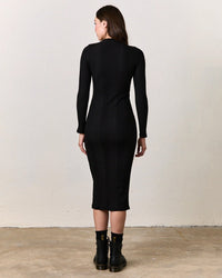 NSF Cari Rib Fitted Dress in Black
