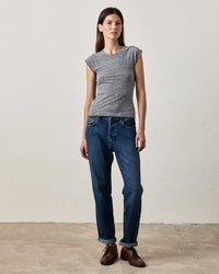 NSF Chloe Fitted Raglan Crew T in Charcoal Heather Grey