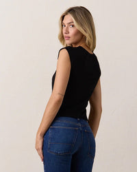 NSF Chloe Fitted Raglan Muscle T in Black