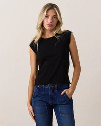 NSF Chloe Fitted Raglan Muscle T in Black