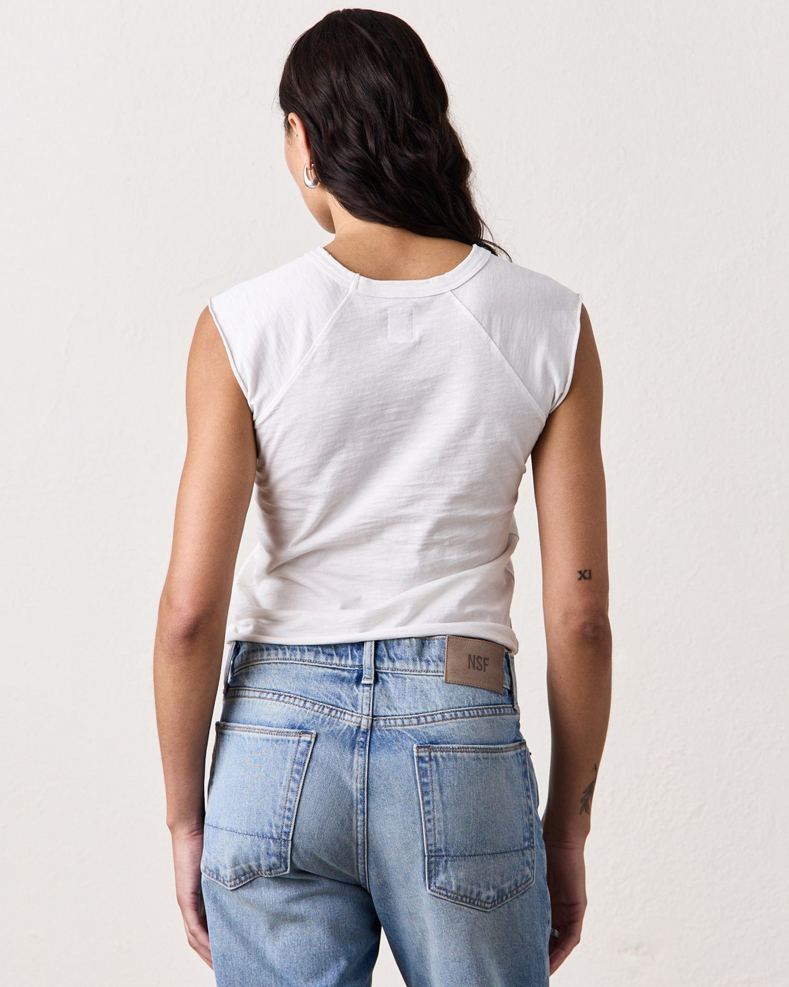 NSF Chloe Fitted Raglan Muscle T in Chalk