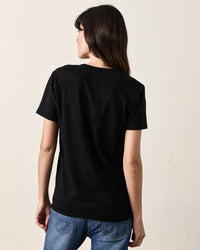 NSF Cora S/S V Neck T in Black