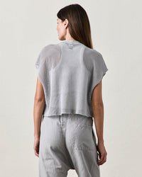 NSF Daryl Mesh Mock Neck T in Pale Grey