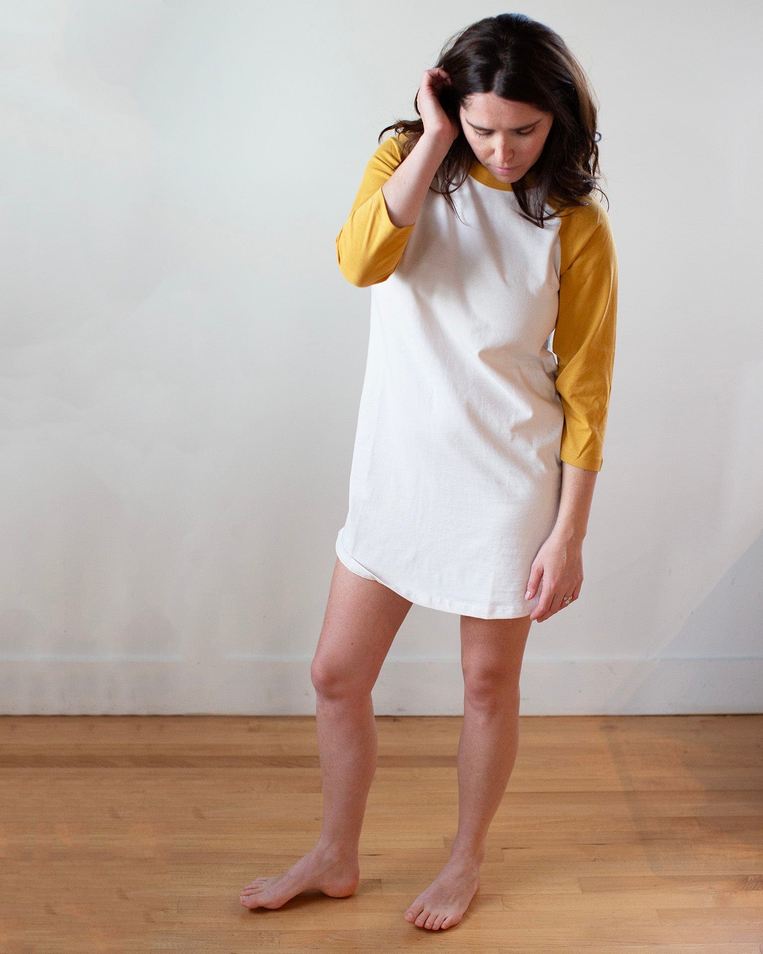 NSF Franklin Baseball T Dress in Ivory/Gold