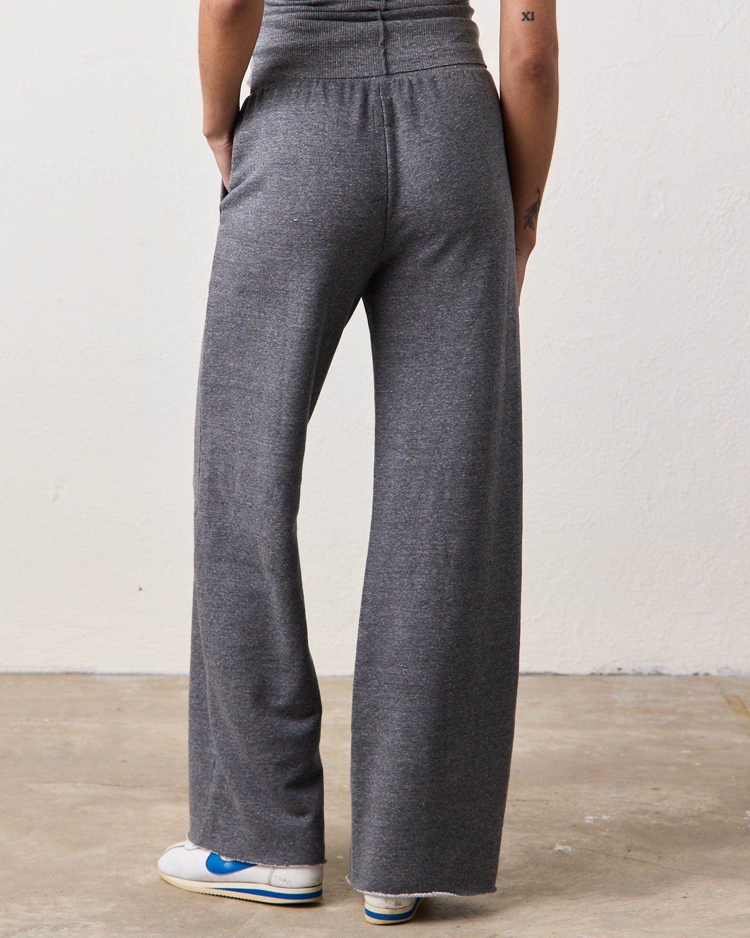 NSF Franky Drawstring Baker Sweats in Charcoal Heather Grey