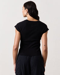 NSF Gia Fitted Rib U Neck in Black