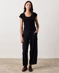 NSF Gia Fitted Rib U Neck in Black