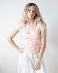 Gia Fitted Rib U Neck in Rosy - Bliss Boutiques