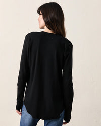 NSF Hal Rib L/S Henley T in Black